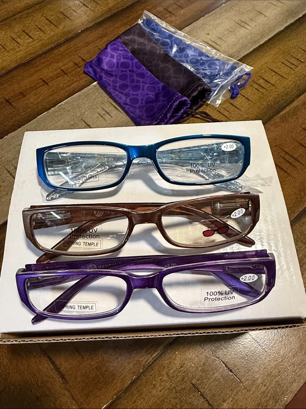 Joy Mangano Blue, Brown, and Purple Readers - 3 Pair Set
